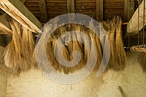 Hay hanging from sealing in The ecomusee in Alsace